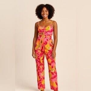 FARM Rio Pink and Yellow Tropical Jumpsuit NWT